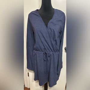 CHASER Blue Wrap Dress with Tie Elastic Waist